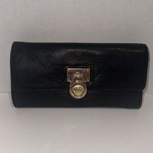 Michael Kors Gold Buckle Wallet‎ - Black